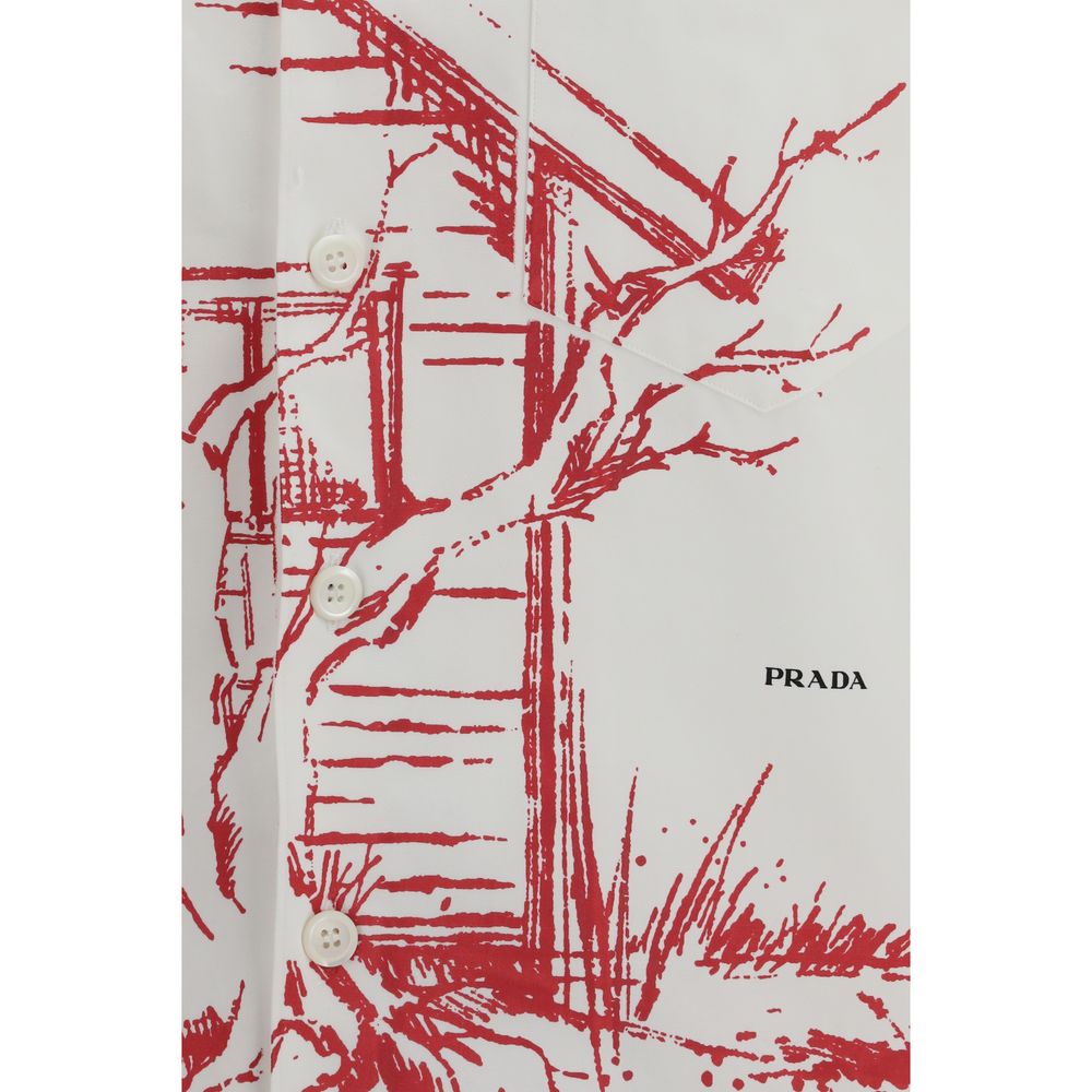 Printed Bowling Shirt With “Cabin” Print