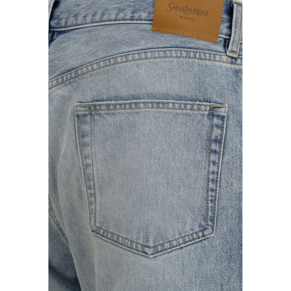 Cotton Denim Jeans With Stonewashed Finish
