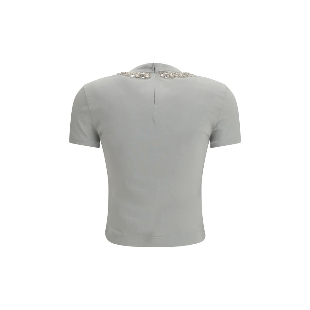 Jersey T-Shirt With Print And Crystals