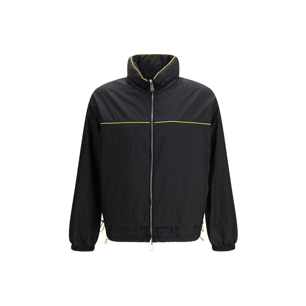 Black FF Jacquard Zipped Reversible Windbreaker