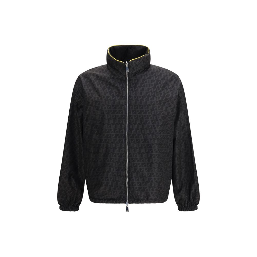 Black FF Jacquard Zipped Reversible Windbreaker