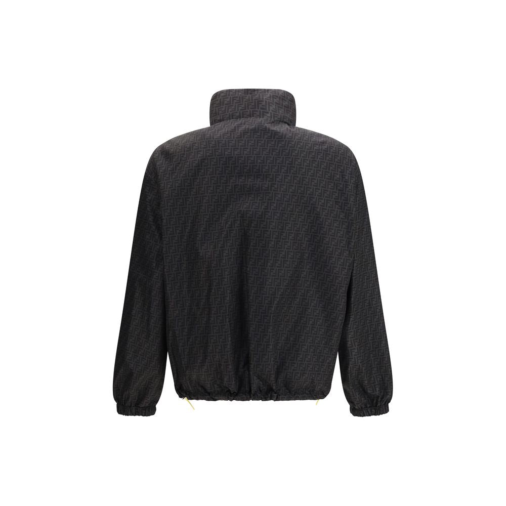 Black FF Jacquard Zipped Reversible Windbreaker