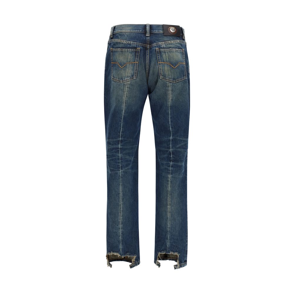Distressed Straight-Leg Jeans