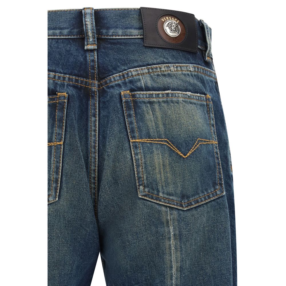 Distressed Straight-Leg Jeans