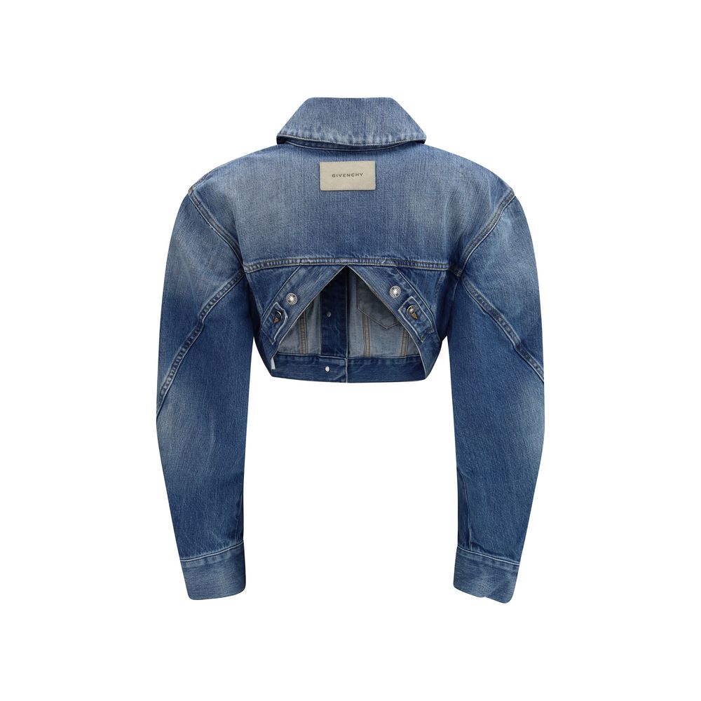 Cropped Open-Back Denim Jacket