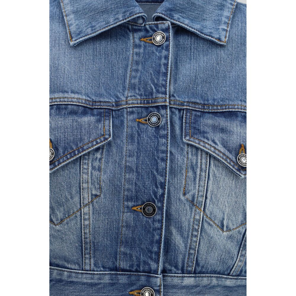 Cropped Open-Back Denim Jacket