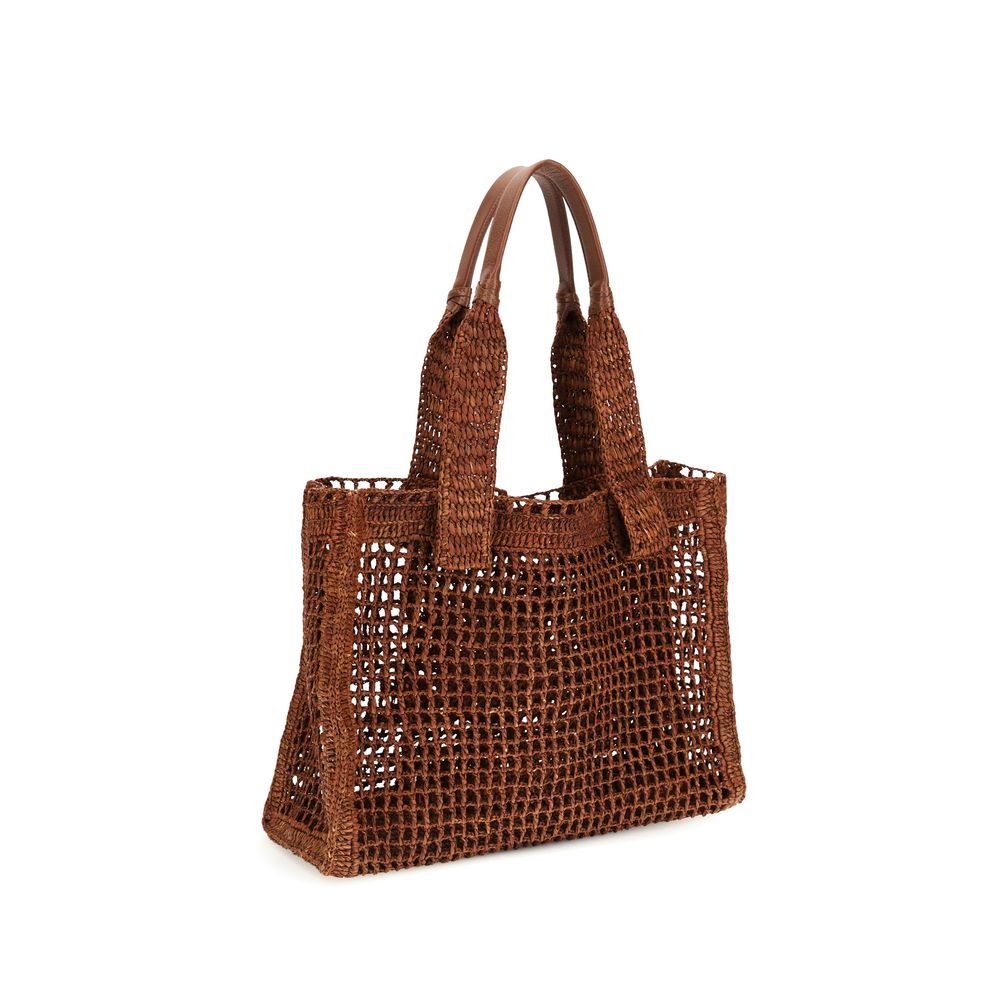 East-West Summer Banana Raffia Tote Bag