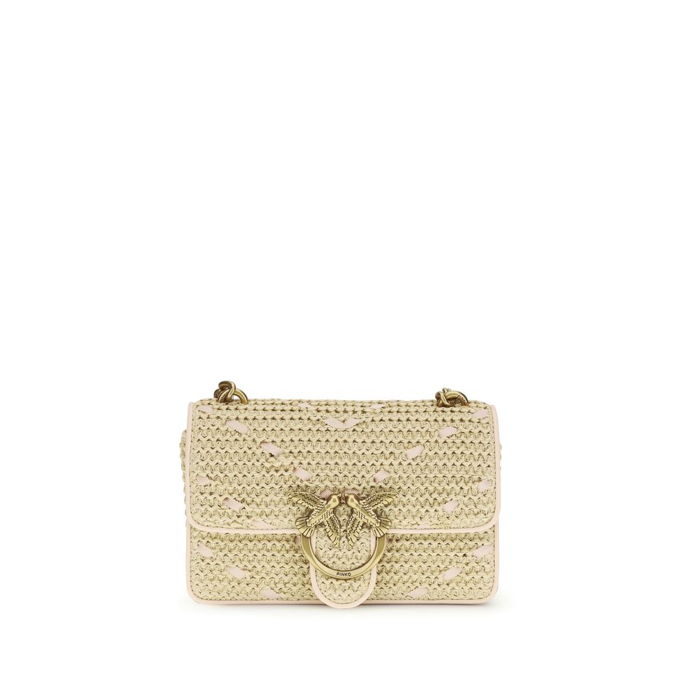 Mini Love Handbag In Chevron Raffia And Leather