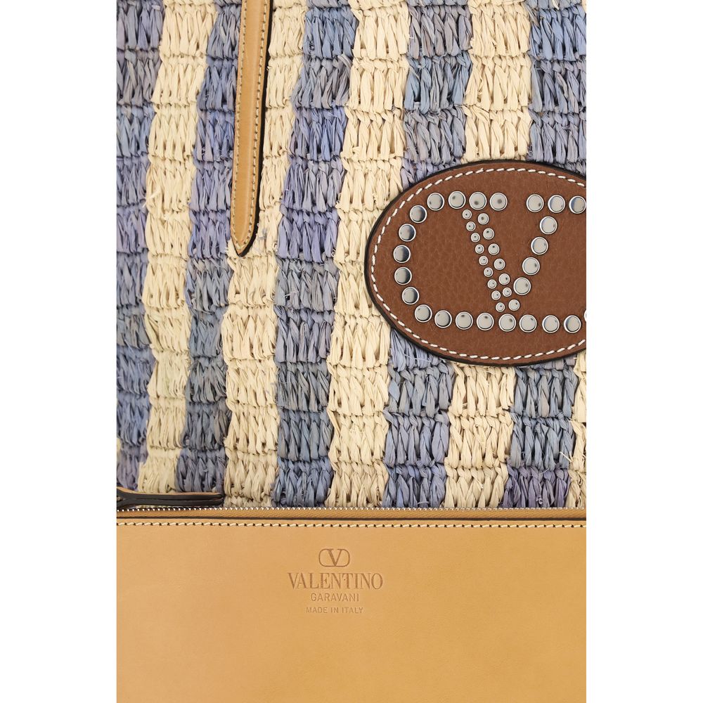 Striped Raffia Bucket Bag