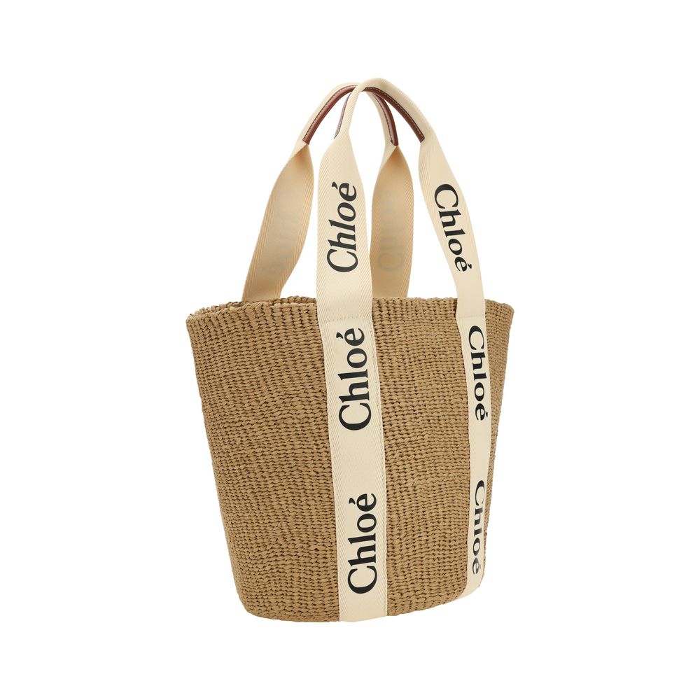 Woody Raffia Tote Bag