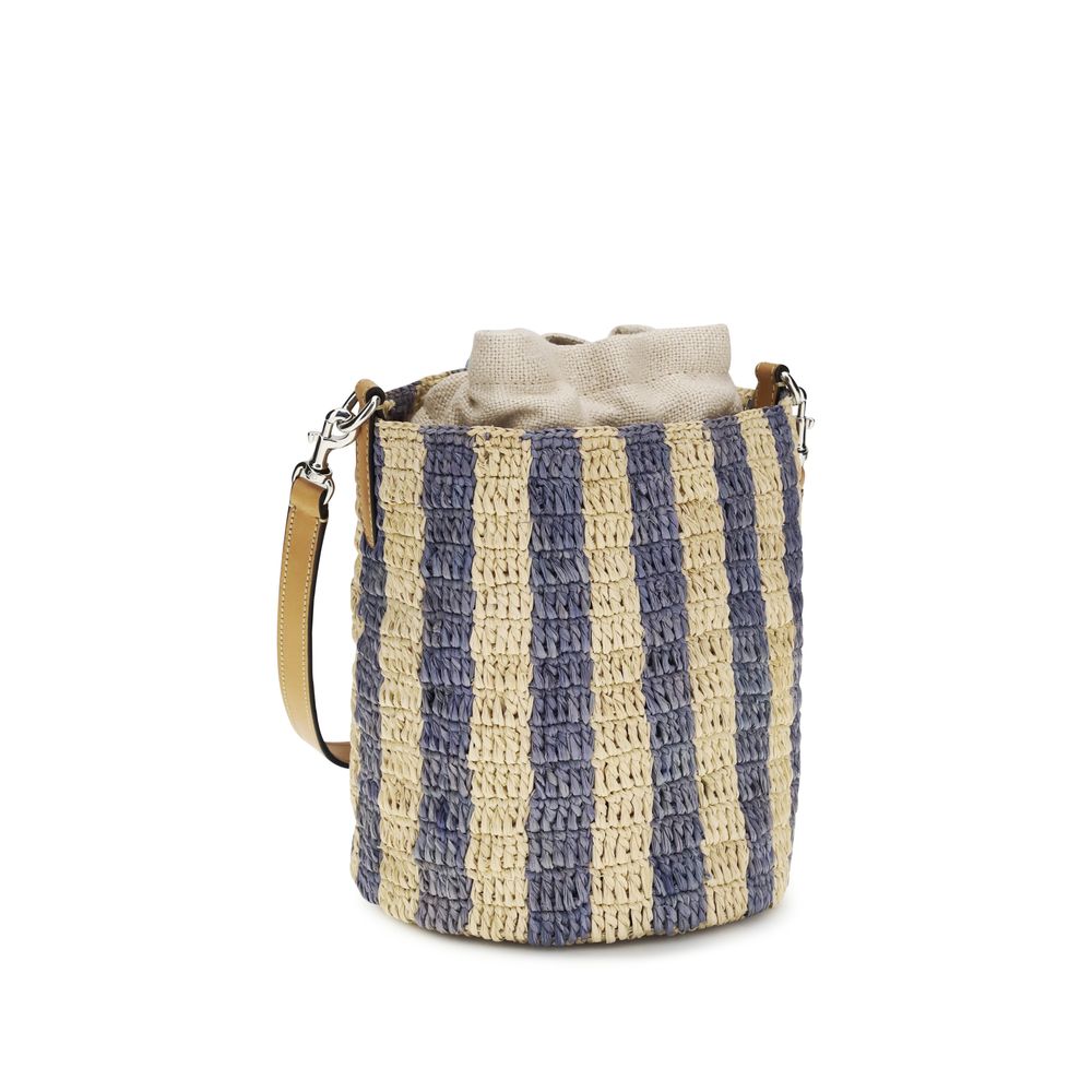 Striped Raffia Bucket Bag