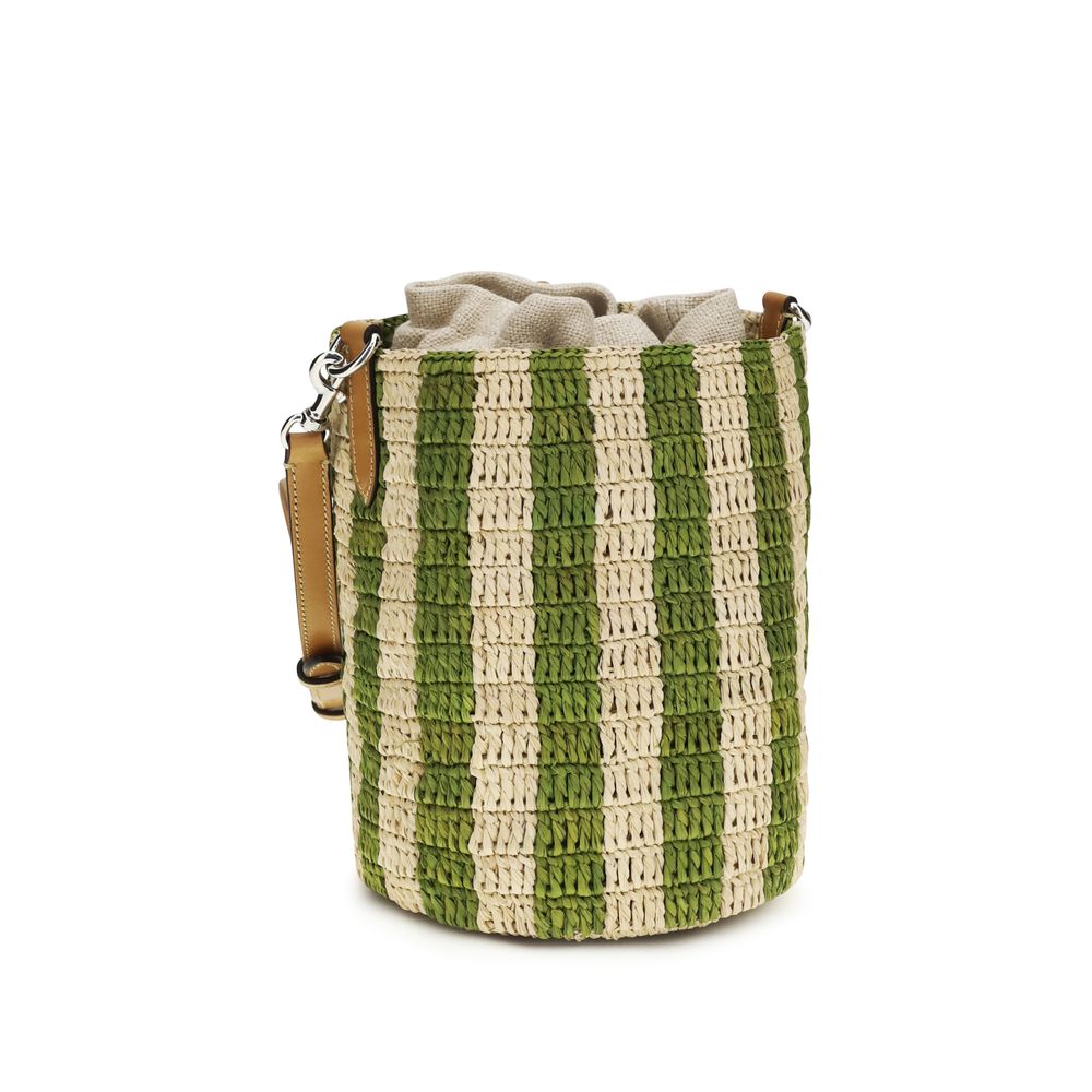 Striped Raffia Bucket Bag