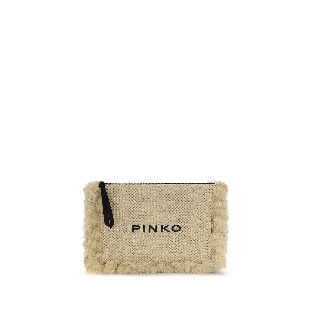 Flat Handle Clutch In Raffia