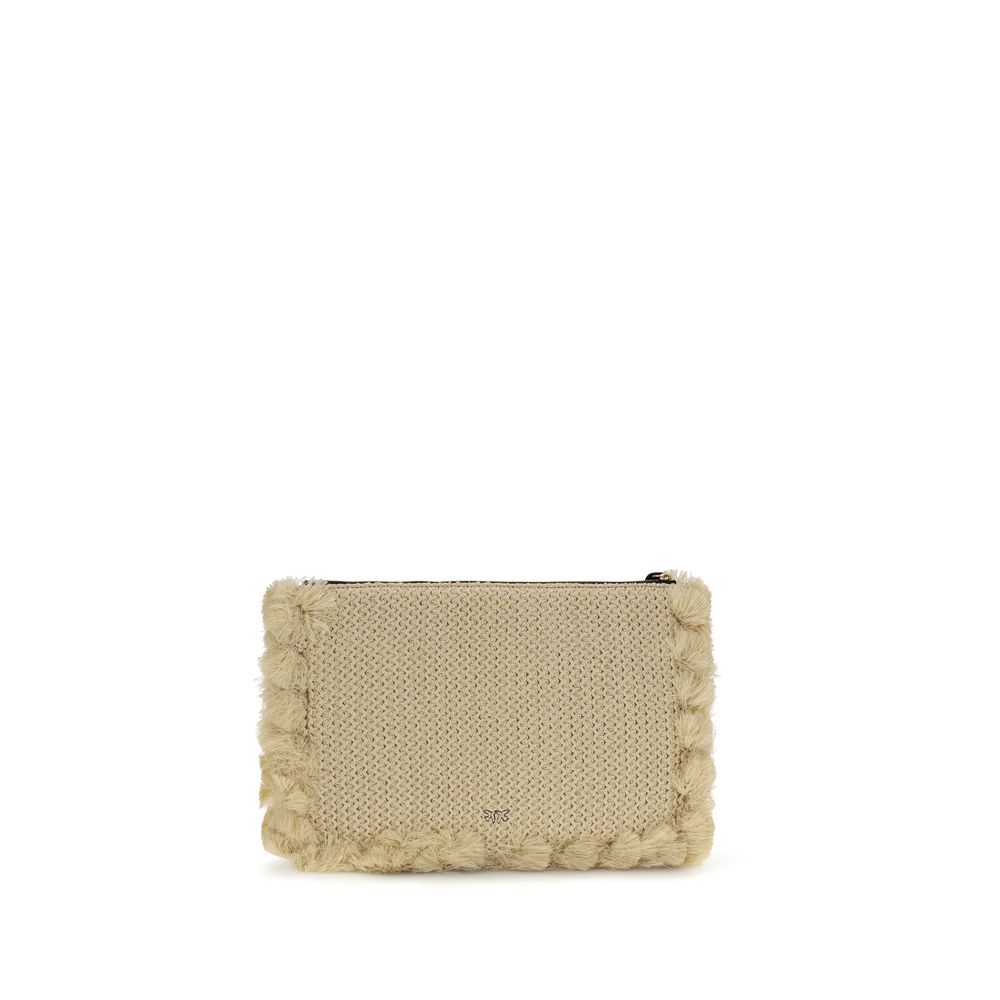 Flat Handle Clutch In Raffia