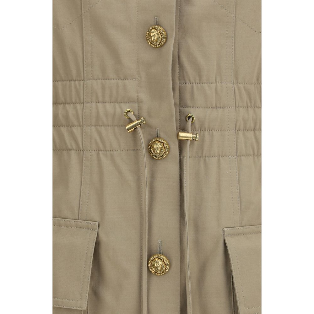 Gabardine Dress With Four Pockets And Buttons