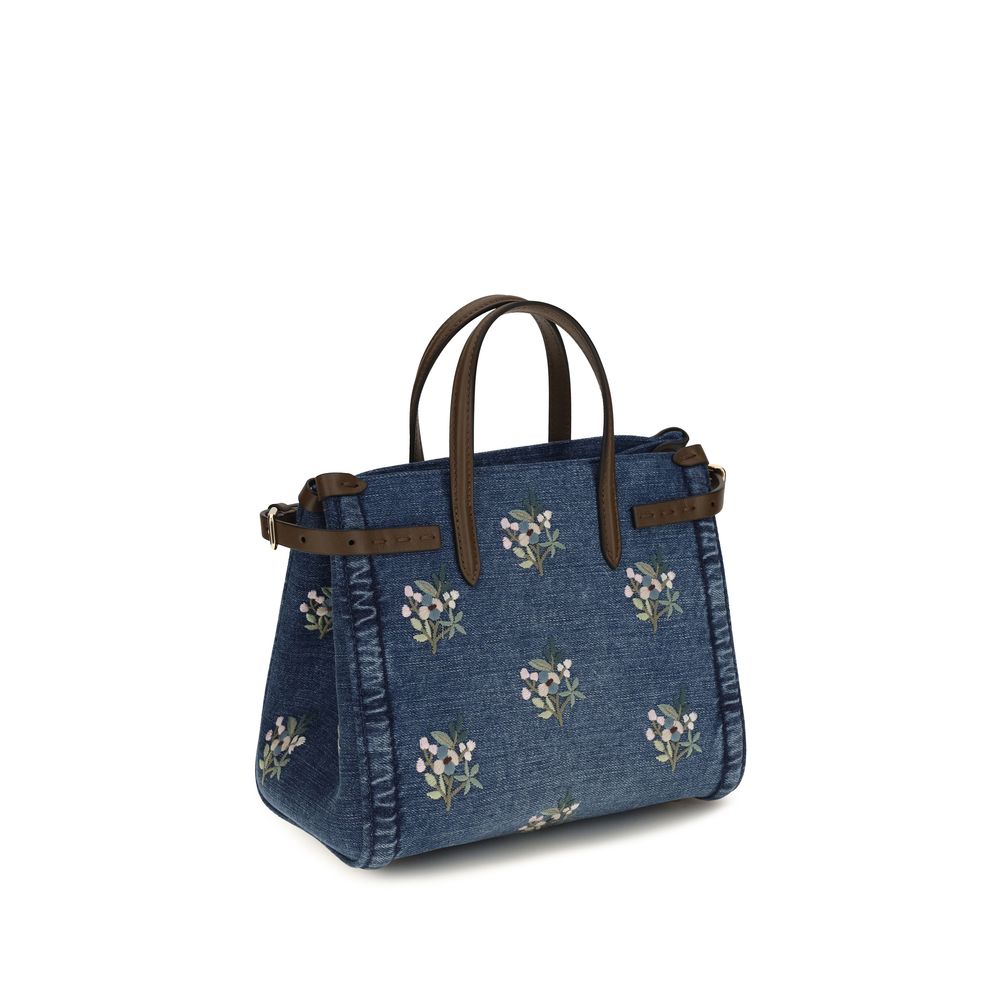 Small Antibes Handbag In Embroidered Denim