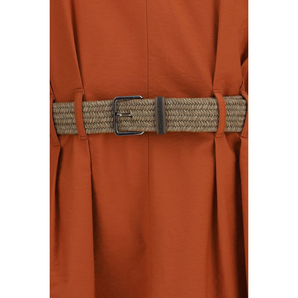 Pleated Dress With Rope Belt