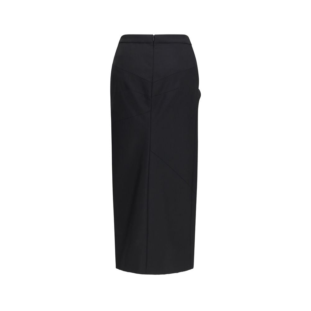 Draped Midi Skirt In Double-Faced Wool And Mohair