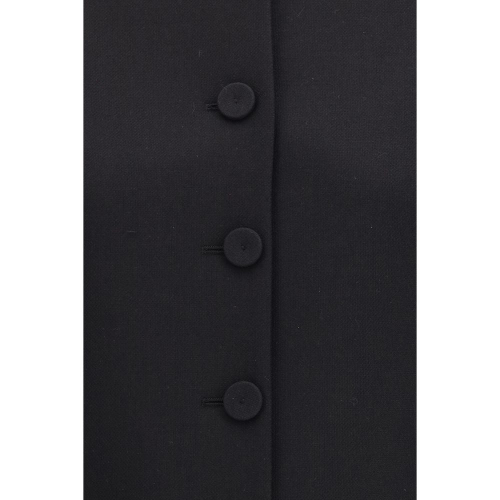Collarless Fitted Jacket In Wool Crêpe