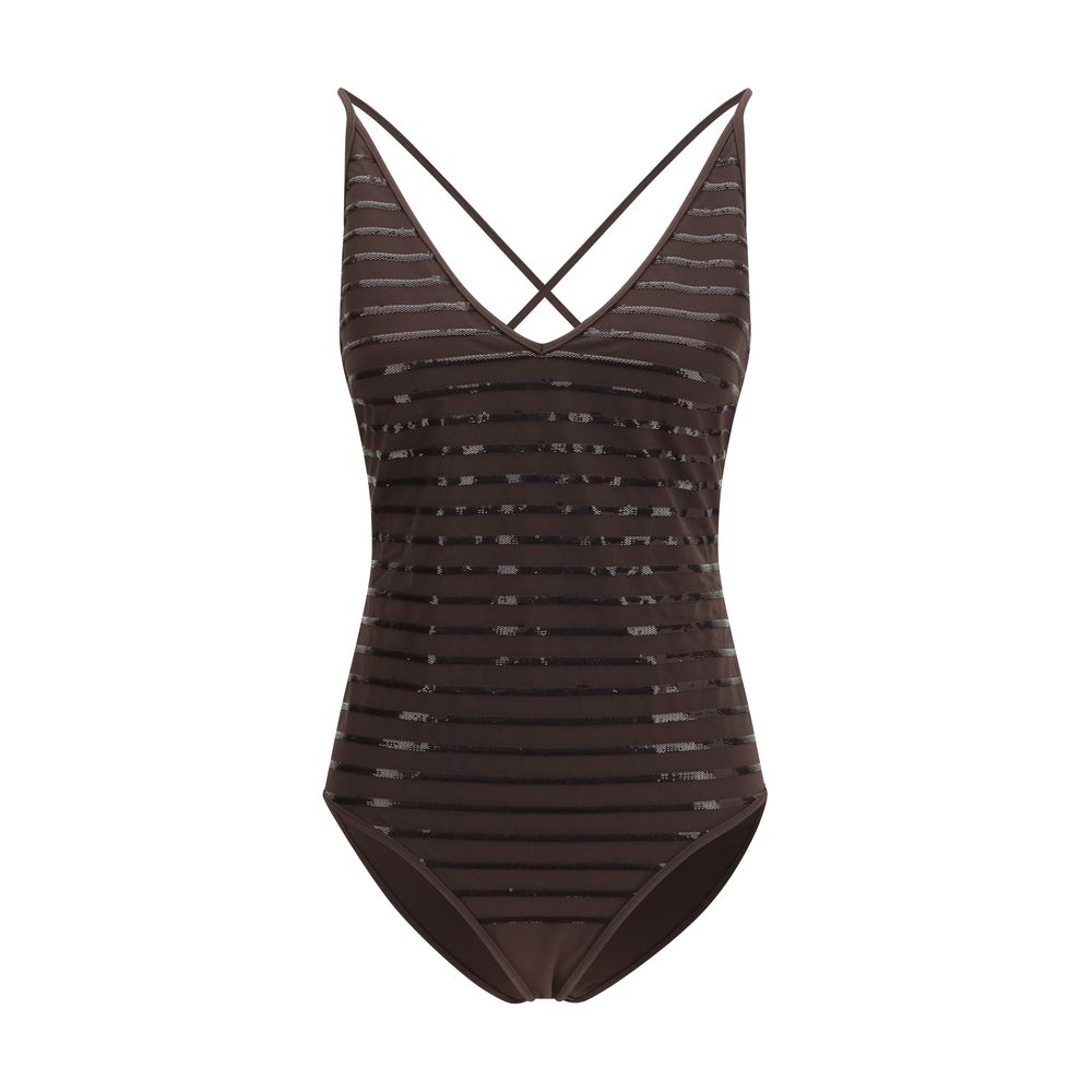 Shimmering Striped One-Piece Swimsuit