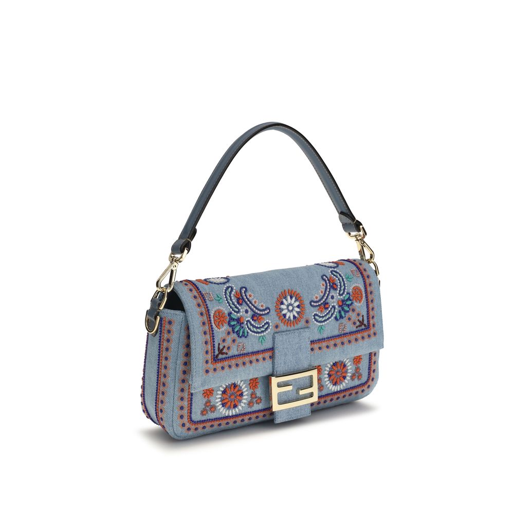 Emroidered Denim Shoulder Bag