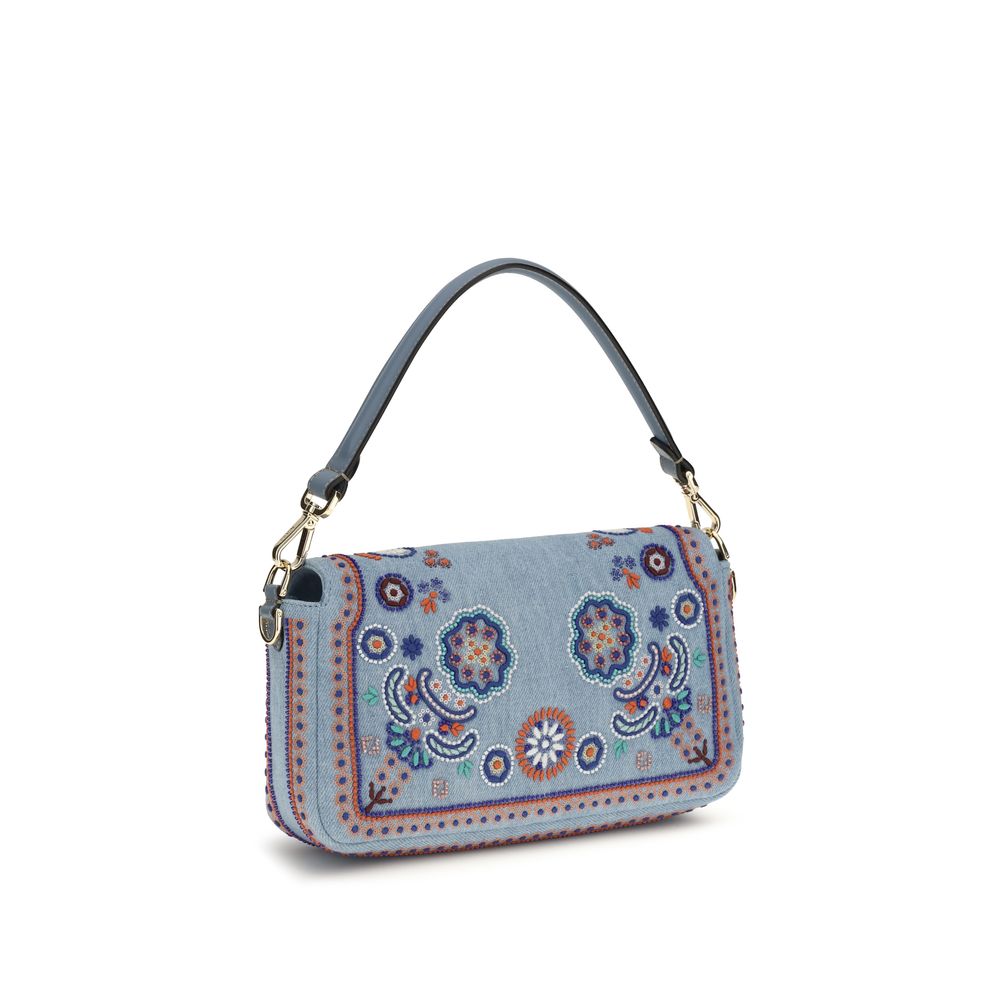 Emroidered Denim Shoulder Bag
