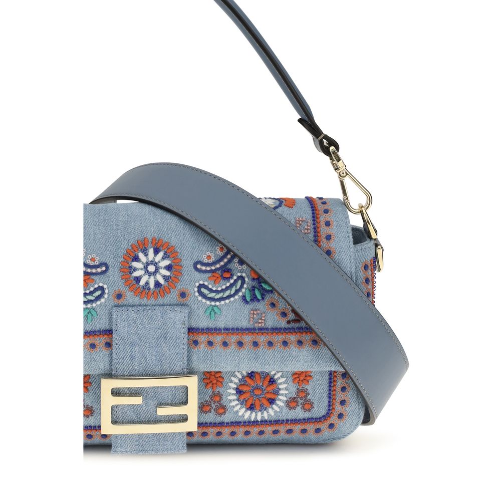 Emroidered Denim Shoulder Bag