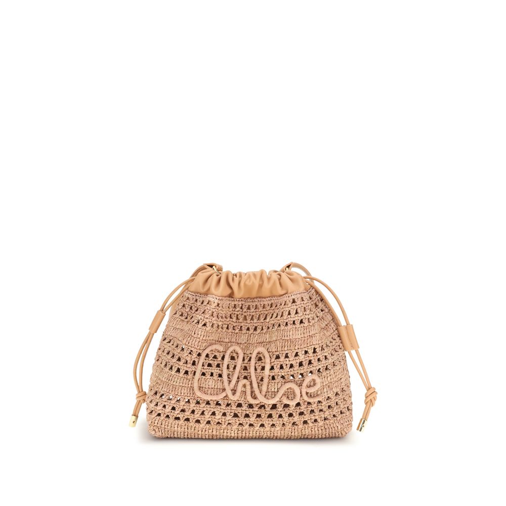 Raffia Drawstring Shoulder Bag