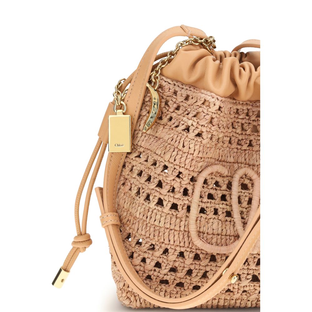 Raffia Drawstring Shoulder Bag