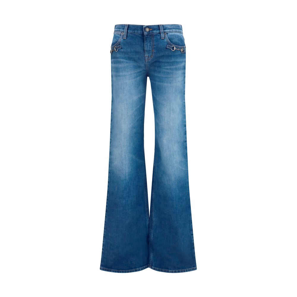 Stretch Cotton Jeans With Horsebit