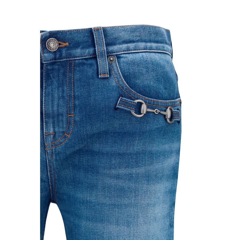 Stretch Cotton Jeans With Horsebit