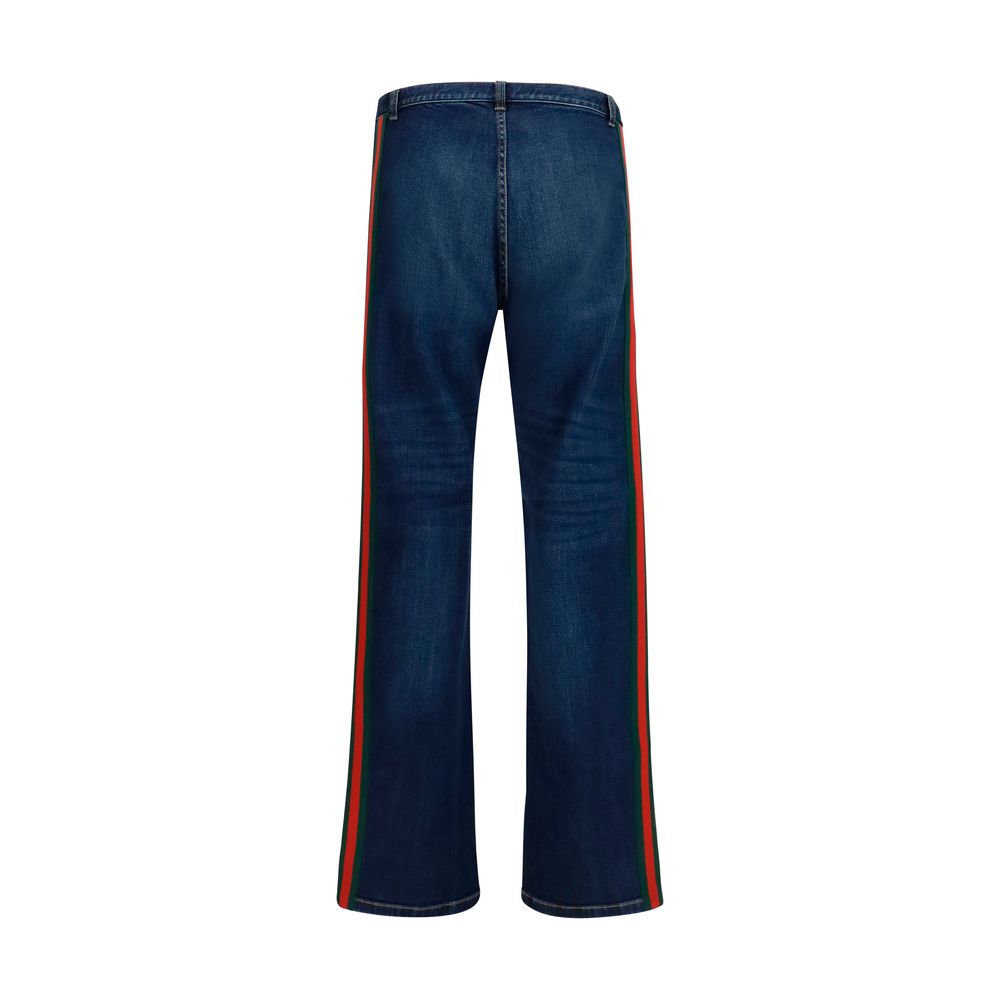 Cotton Jeans With Web Stripe