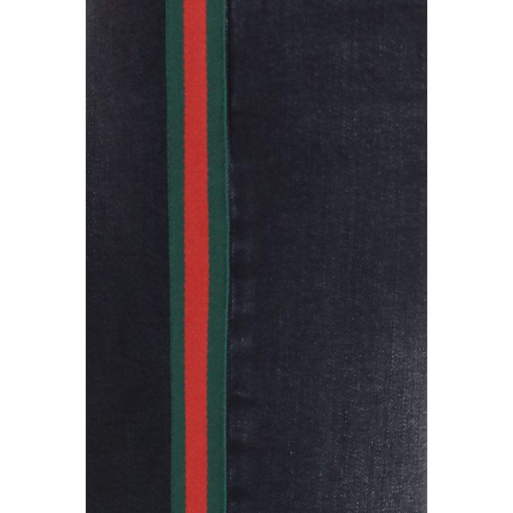 Stretch Cotton Jeans With Web Stripe