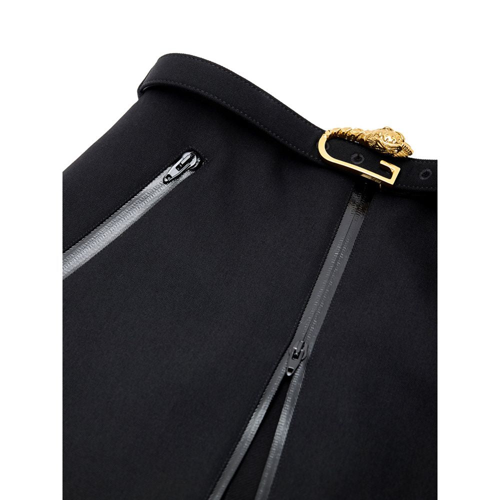 Black Wool Midi Skirt