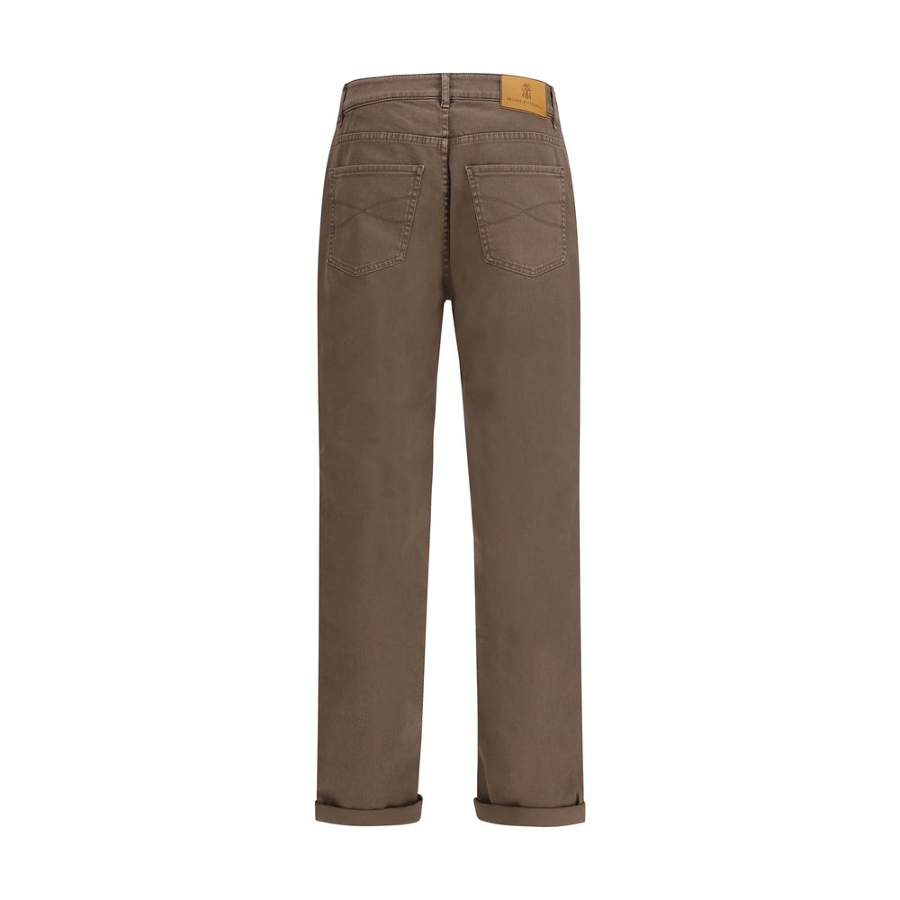 Brown Jeans With Turn-Up Hem