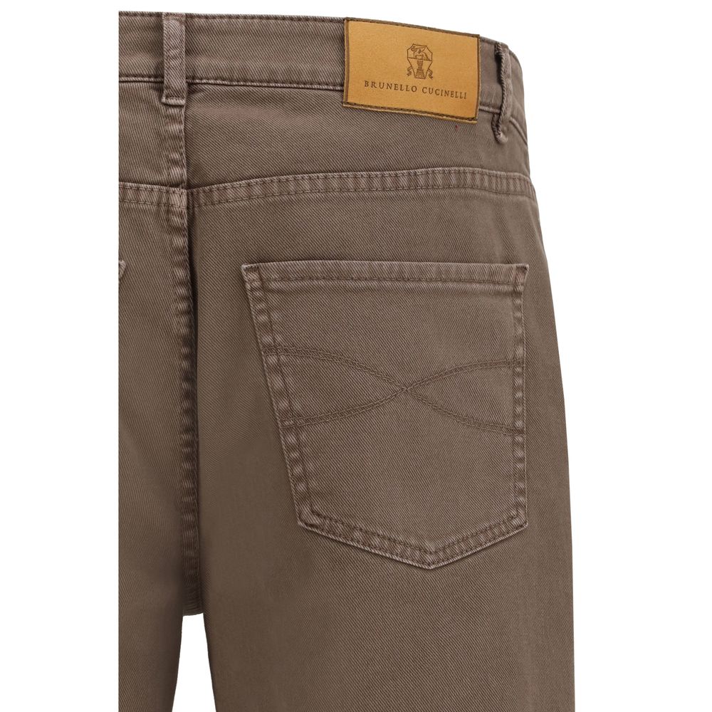 Brown Jeans With Turn-Up Hem